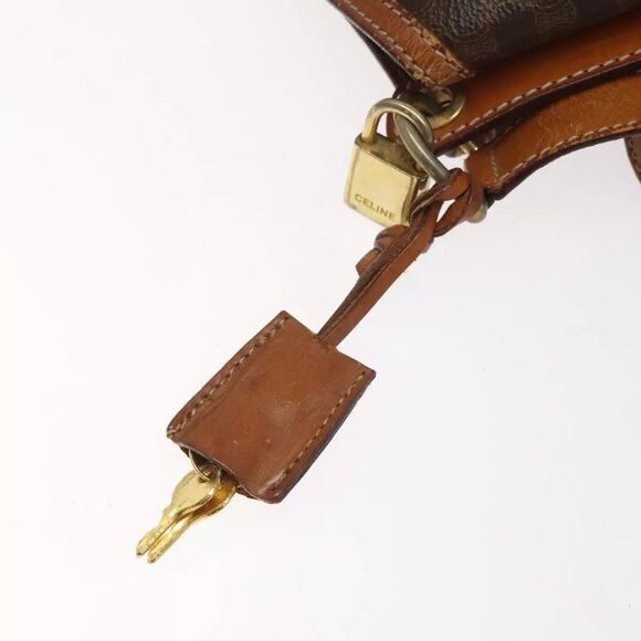 CELINE Macadam Canvas Shoulder Bag PVC Leather Brown Gold Auth BD091 - Picture 13 of 16